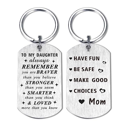 Daughter Birthday Gifts from Mom Dad - Have Fun, Be Safe, Make Good Choice - Daughter Birthday Wedding Keychain Gifts