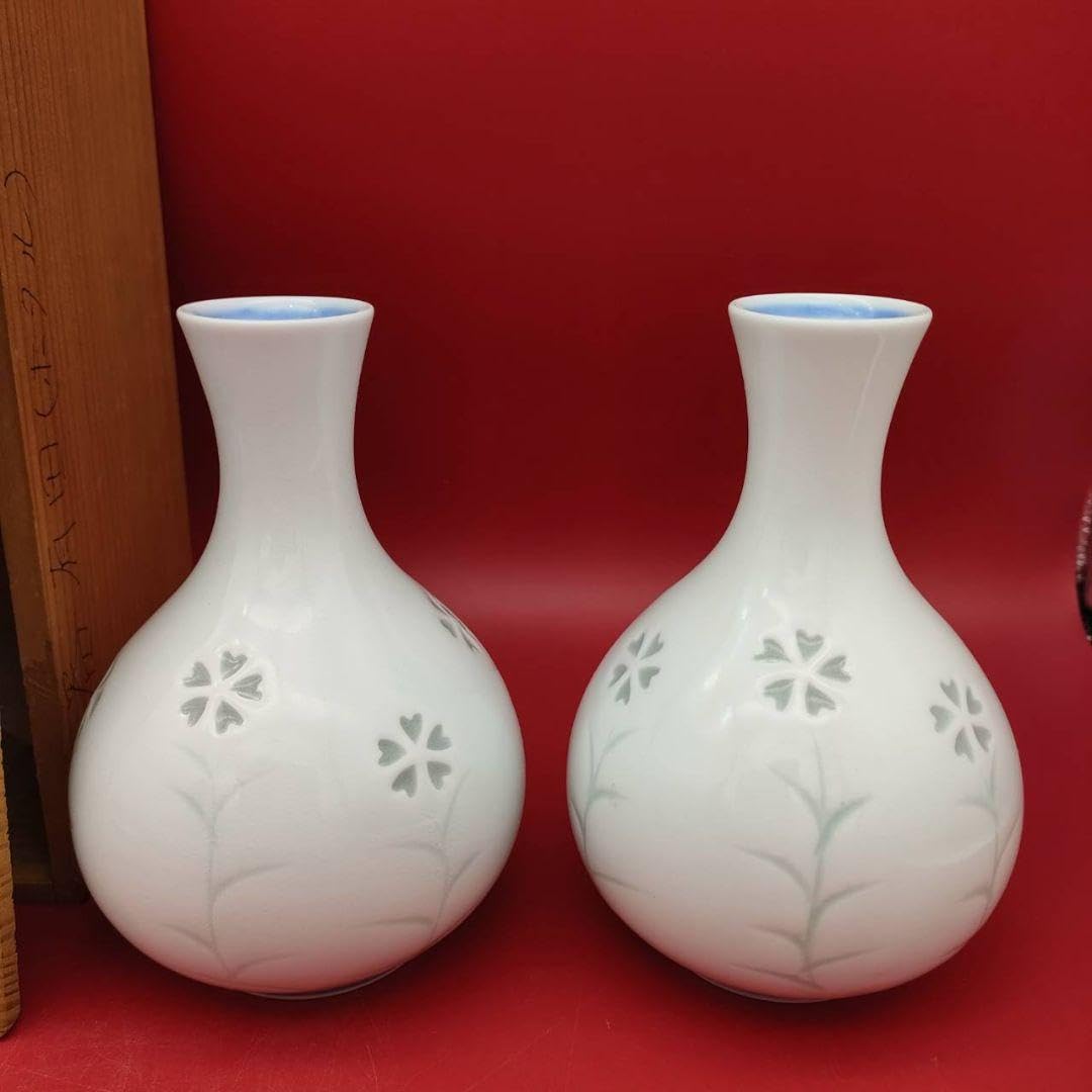 Amazon.co.jp: 有田焼 蛍焼 酒器揃 文山窯 蛍撫子 木箱入 白磁 透かし