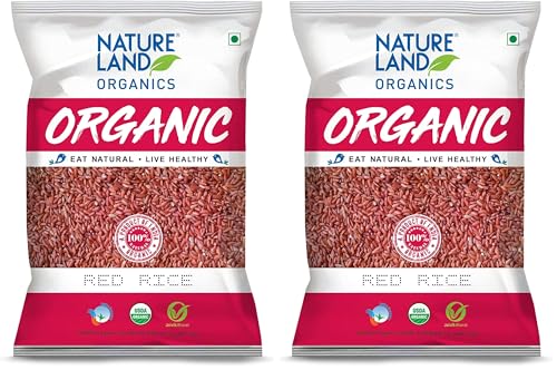 Image of Natureland Organics Red Rice 1 Kg (Total 2 Kg) - Organic Rice (Pack of 2)