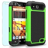ZTE Maven / Overture 2 / Z810 / Z812 Case, INNOVAA Anti-Slip Shockproof Soft Silicone Durable Armor Case (Not Compatible with ZTE Maven 2) W/ Free Screen Protector & Stylus Pen - Black/Green