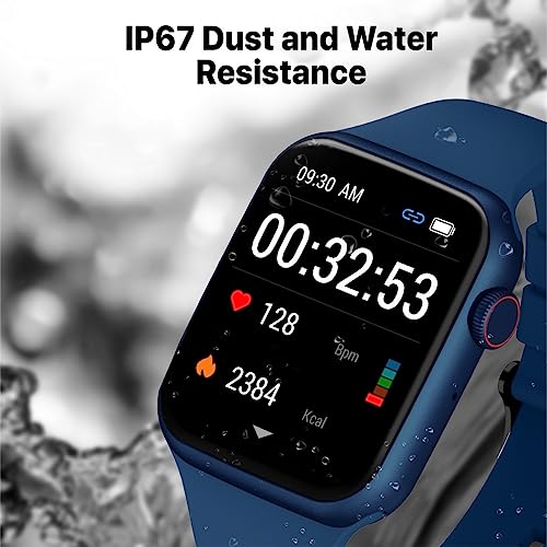 Image of Promate Xwatch-B19 Fitness Smart Watch, 1.9 inch Display Bluetooth Calling, IP67 Water Resistant, Voice Assistant, 15 Days Battery Life, 30 Sports Modes, Real-Time Health Monitor, 100+ Watch Faces (Blue)