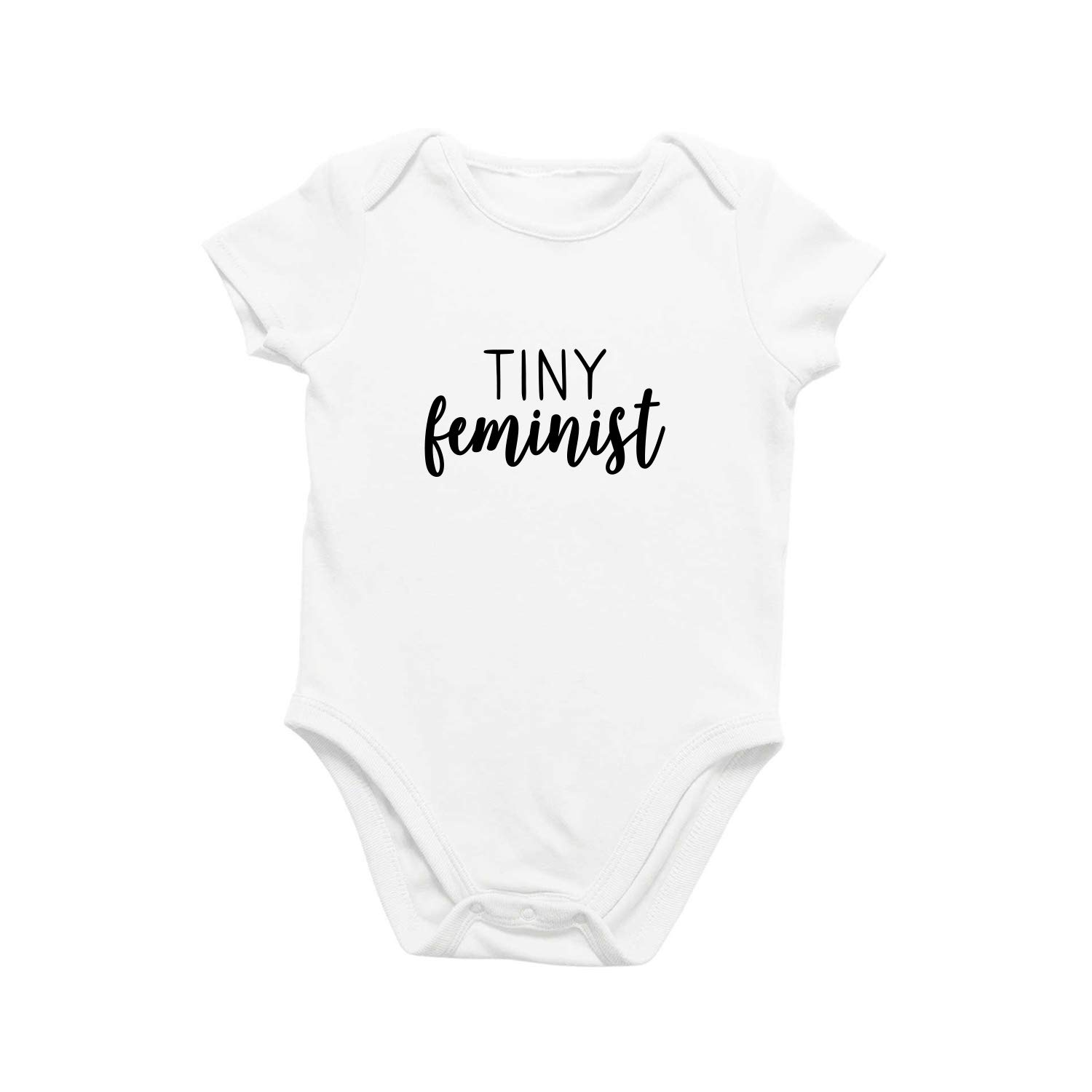 Printique Organic GOTS Certified Baby Onesie Unisex Bodysuit 0-18 months - Tiny Feminist | Feminism Mom (Tiny Feminist, 6-9 Months)