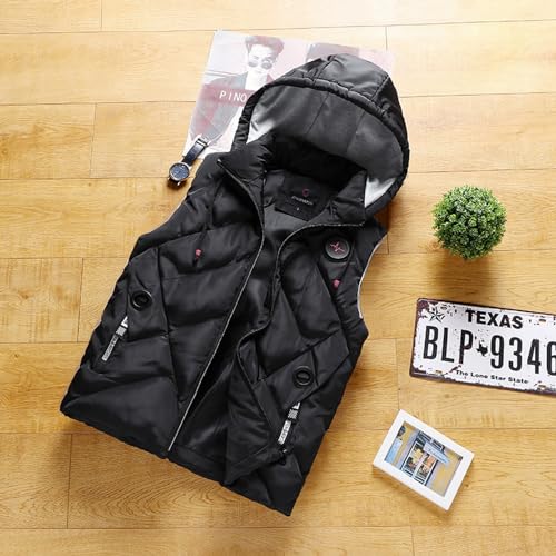 Casual Padded Lightweight Quilted Removable Hooded Puffer Vest for Men Women3
