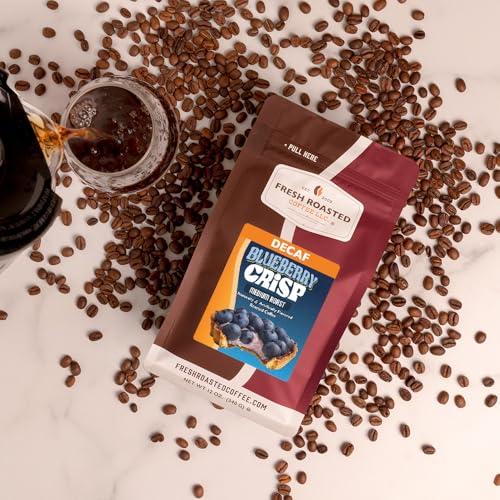 Image of Fresh Roasted Coffee, Decaf Blueberry Crisp Flavored Drip Ground Coffee, Medium Roast, Kosher, 12 oz