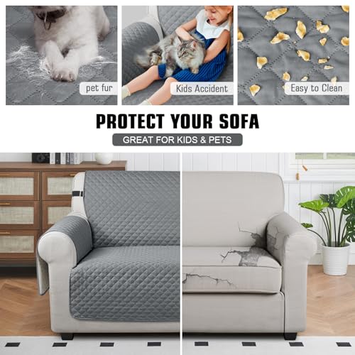 Image of TAOCOCO Sofa Protectors 2 Seater,Slipcover for Sofa,Sofa Cover for Pets,Sofa Slipcovers for Kids with Elastic Strap,Washable Sofa Cover Protect for Pets(Dark Grey)