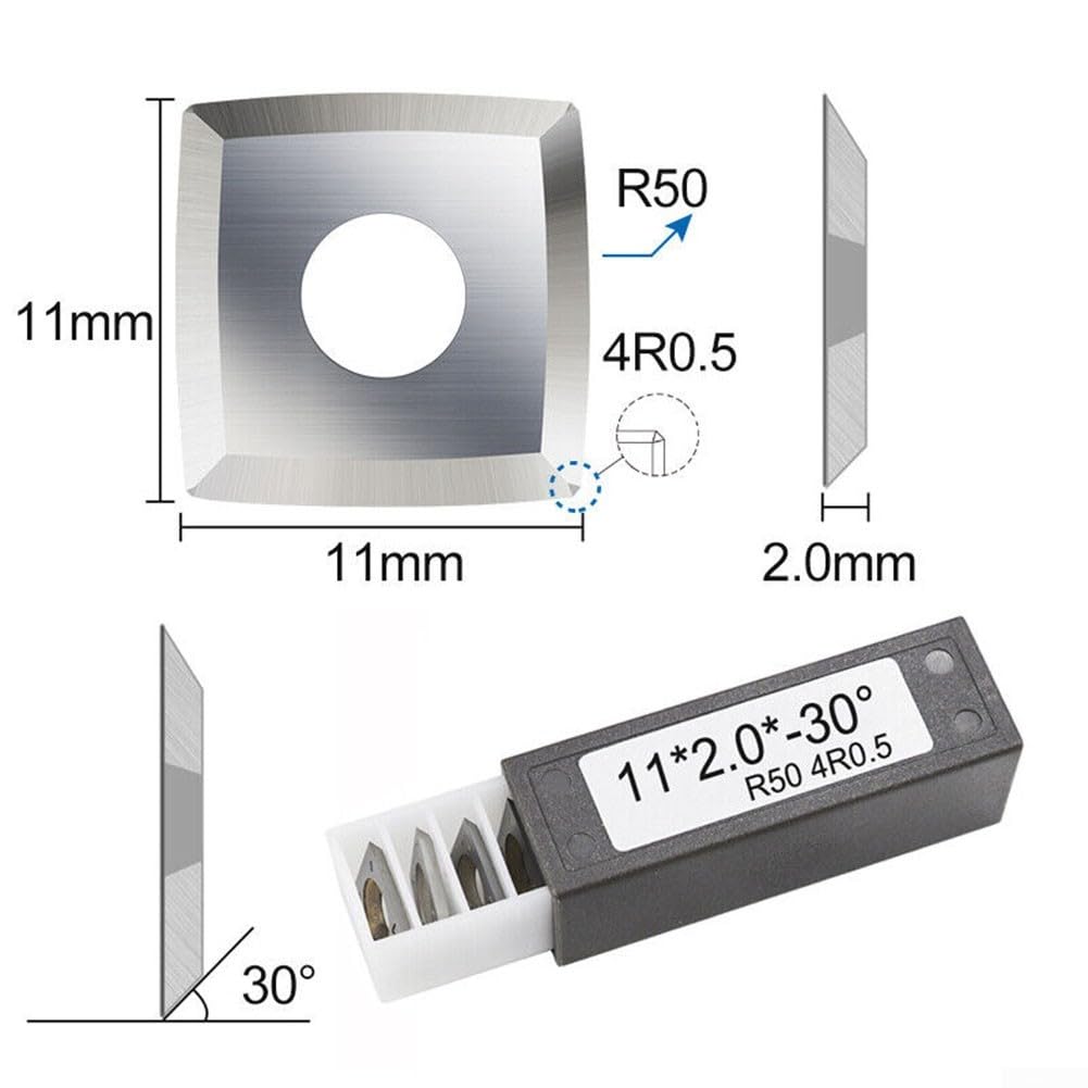 Inserti in carburo di tungsteno 11x11x2 mm, confezione da 10, per teste di taglio a spirale