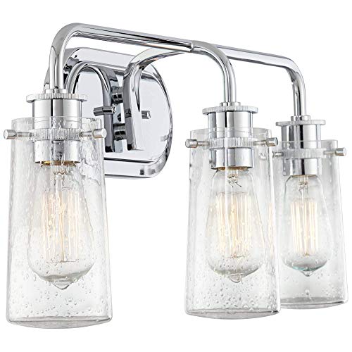 Image of KICHLER Braelyn 24 inch 3 Light Vanity Light with Clear Seeded Glass Chrome