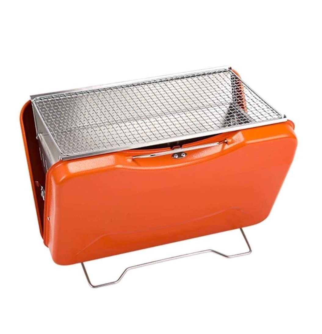 Griglia A Carbone Portatile Pieghevole, 34x23 Cm, Acciaio Ispessito, Con Spazio Per Salse, Ideale Per Campeggio E Picnic
