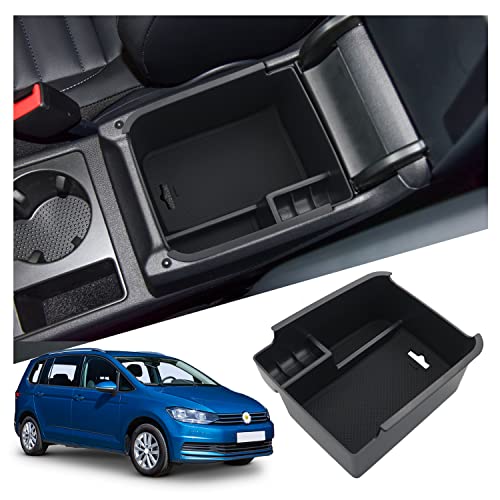 Ruiya Compatible avec VW Touran 2016-2025 2026 Accoudoir Boîte de Rangement, Plateau de Rangement de la Console Boîte de Rangement pour Console Centrale accoudoir...