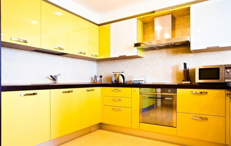 Image of HOME13 Self Adhesive Wallpaper Matte Yellow Home Removable and Decorative Vinyl Wallpaper for Kitchen Countertop Cabinets Table 1 Ft x 10 Ft with 2pcs