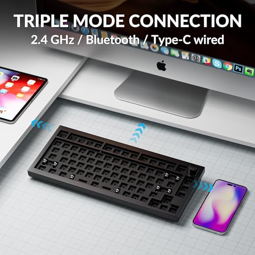 Image of Keychron Q1 Max QMK /VIA Wireless Custom Mechanical Keyboard Barebone Knob Version, Full-Metal Hot-Swappable RGB Backlight 2.4 GHz /Bluetooth /Type-C Wired Gaming Keyboard for Mac /Windows /Linux - Black