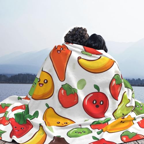 Couverture flanelle imprimé fruits et légumes 152x203 cm lavable et anti-bouloche - 7