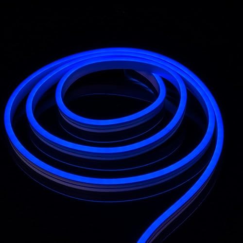 Miniatura 1 de Luz LED de neón azul, 16.4 pies16.4 ft 120LEDm 0.236x0.472 in SMD2835 DC12V Luz de neón LED flexible impermeable para decoración interior exterior