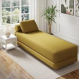 WIXIDIEL Upholstered Daybed,30'' Wide Convertible 60' Day Bed Twin to Queen,Extendable Sofa Bed for Small Space,Guest Room, Living Room, or Office (Yellow)
