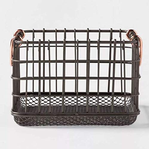 Threshold Milk Crate Wire Baskets - Antique Pewter with Copper