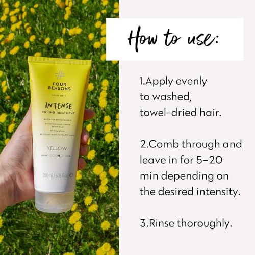 Image of FOUR REASONS Color Mask INTENSE Yellow (27 Colors) - Color Depositing Conditioner - Semi Permanent Yellow Hair Dye for Lightened and Colored Hair- 100% Vegan, 6.76 fl oz