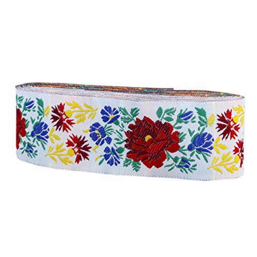 IDONGCAI 10 Yards Boho Jacquard Ribbon With Flower Embroidered Lace