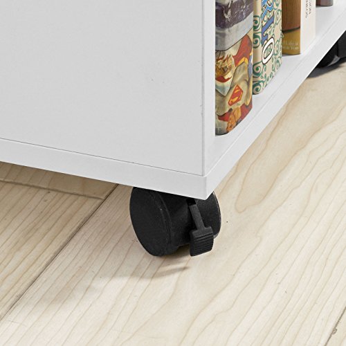 SoBuy FBT34-W,ES Mesa Auxiliar con 2 Estantes, Consola,Mesita de Noche con Ruedas - imagen 9