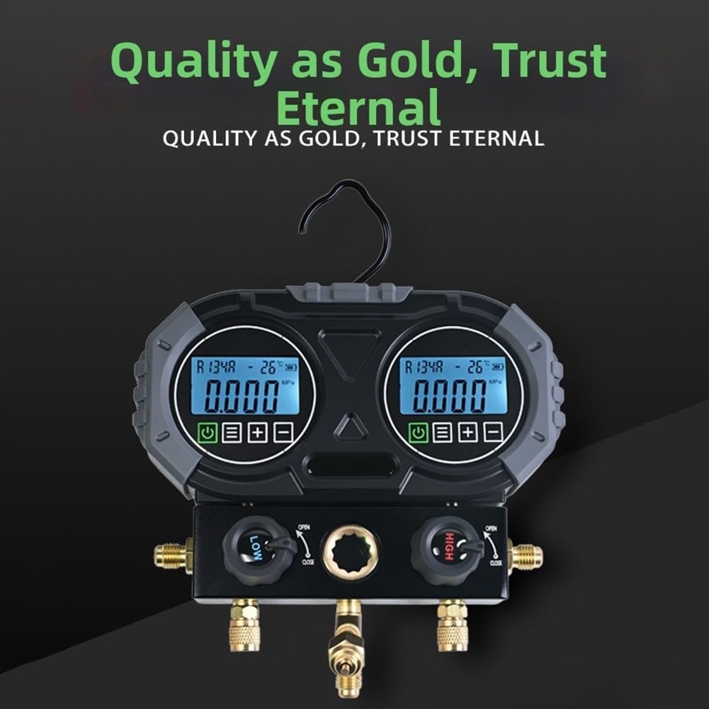 Manómetro digital, 0-6000 kPa juego de manómetro de refrigerante digital, dispositivo de prueba de presión de vacío digital para aire acondicionado y bombas de calor (MG-301 Medidor Único)