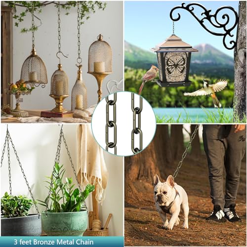 Image of garini 3 Feet Industrial Bronze Light Fixture Chain, Metal Pendant Chandelier Chain