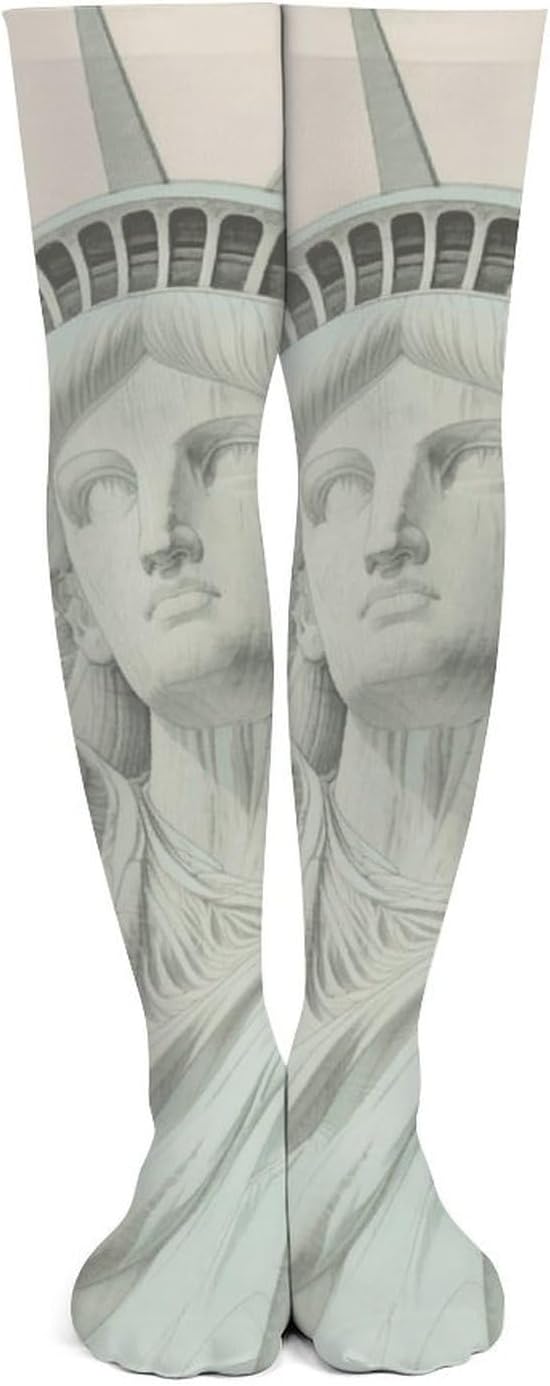 Statue of Liberty Knee High Stockings for Women 23.6" Breathable Thigh High Stockings Over The Knee Socks