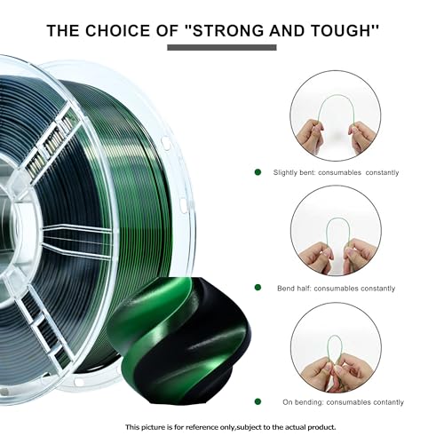 Image of iBOSS Silk PLA+ Filament 1.75mm + /- 0.02mm Black Green Dual Color PLA Plus 3D Printer Filament 2 in 1 Coextrusion 1KG Spool(2.2lbs) 3D Printing Filament Fits for Most FDM 3D Printers
