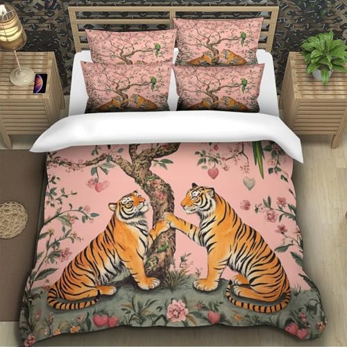 Linge de lit tigre imprimé 3D microfibre de haute qualité 140x200