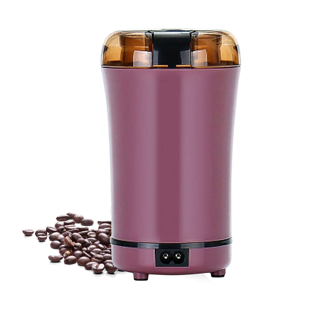 Coffee Grinder Electric Spice Grinder Portable One-Touch Control Grinder with Stainless Steel Blade for Coffee Bean Dry Herb Spices, Purple