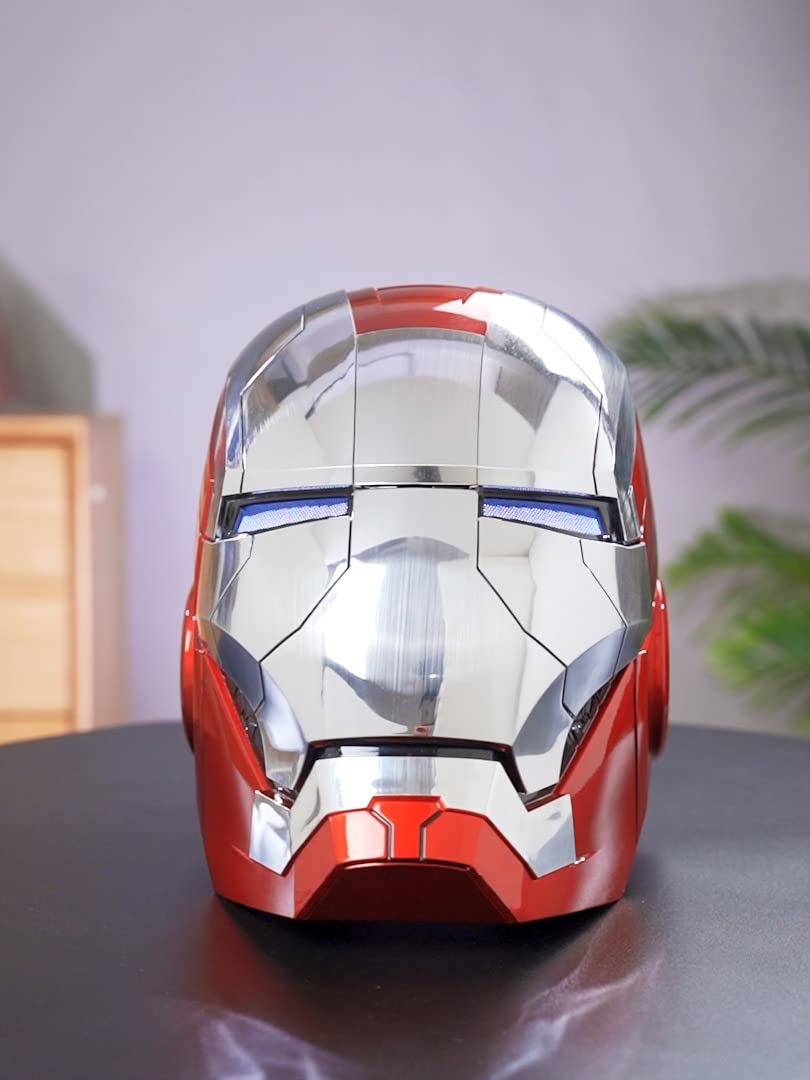 NLIGHTING® Casco Iron Man Elettronico Maschera Ironman Motorizzato, Supereroi Maschera MK5 Helmet Giarvis Funzionante Mask, Indossabile Comando vocale