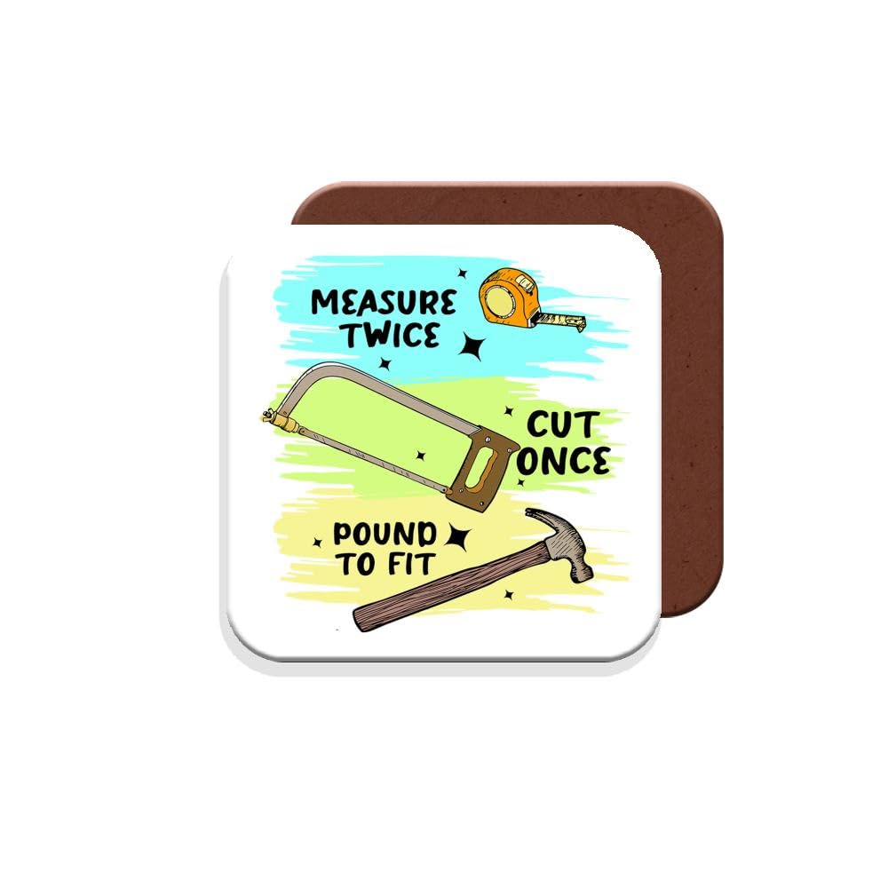 Gift Coaster for Joiner - Measure Twice Cut Once Pound to Fit - Giftset - Made by MUGGZ in The UK