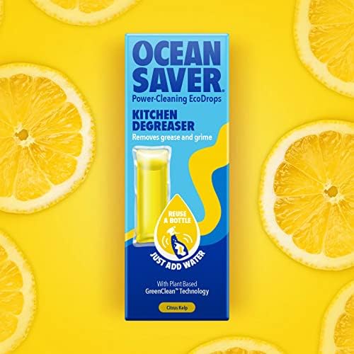 OceanSaver Kitchen Surface Degreaser, Citrus Eco Drop Refill, Eco Mindful Cleaning Product for Removing Grease and Grime, Citrus Kelp Scented Concentrated Cleaning Drop, Just Add Water  5 Pack