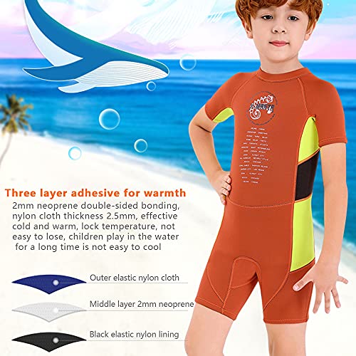 Fdrirect Conjunto completo de roupa de mergulho para meninos, manga comprida de 2,5 mm de neoprene,