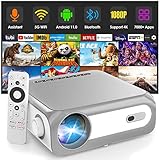Smart Projector, Android 11.0 Native 1080P Portable WiFi and Bluetooth Projector, Outdoor 4K Projector Support Netflix & Prime Online Video & 8000+APPs, Auto Focus Home Theater Gaming Proyector