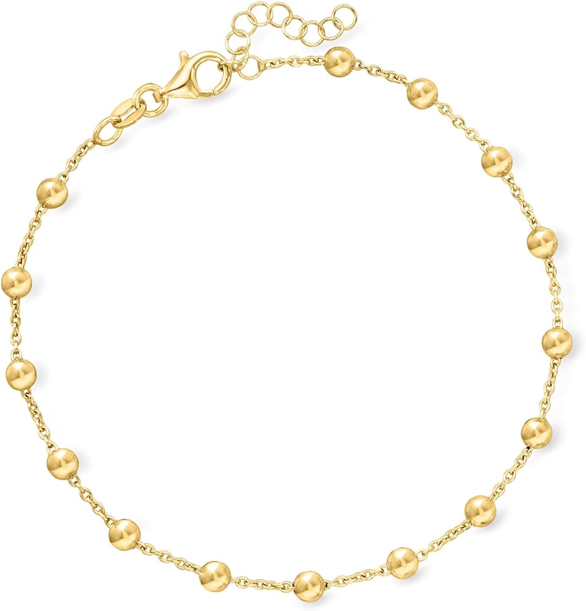 Ross-Simons Italian 18kt Gold Over Sterling Bead Station Anklet. 9 inches