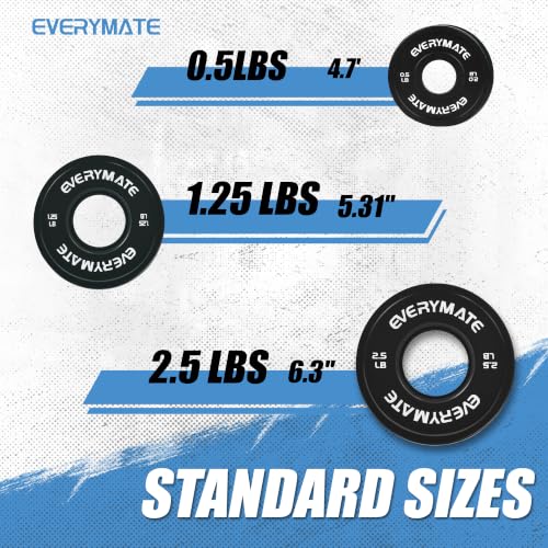 Image of EVERYMATE Change Weight Plates 1.25LB 2.5LB 5LB Set Fractional Olympic Bumper Plates for Cross Training Steel Insert Strength Training