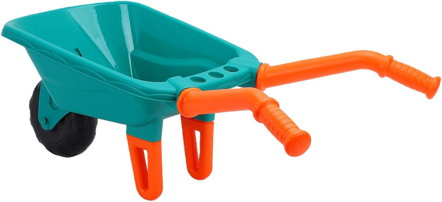 Karlak Kids Gardener Tool Set for Imaginative Play with Wheelbarrow Shovel Gloves Rake and Fork for Outdoor Activities