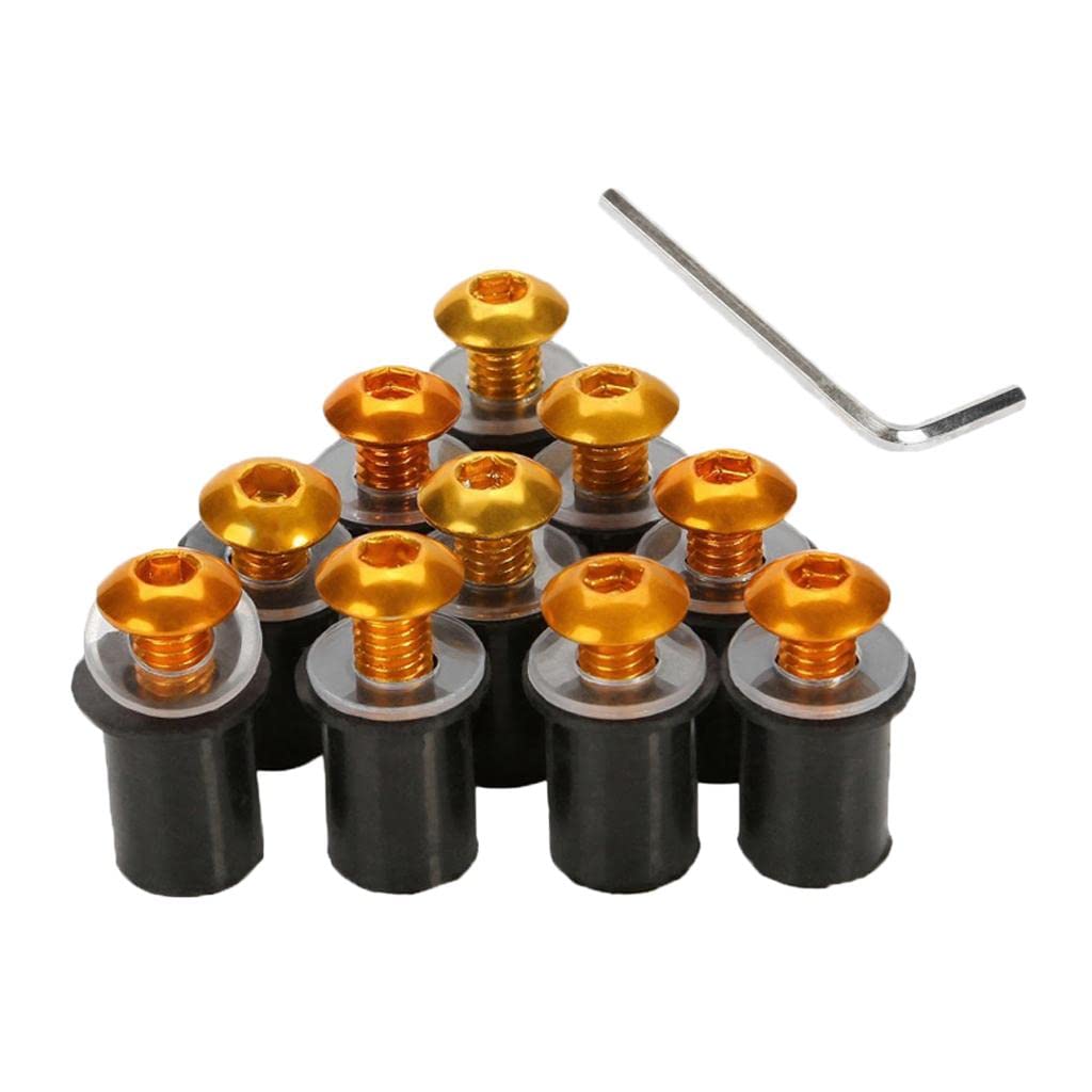 10 pieces universal windscreen windshield bolts screw kit m5 5mm bolt gold