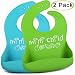 Silicone Bib With Pocket For Baby & Toddlers, Food / Crumbs Catcher, Modern Twist,Stain Resistant Baby Bibs Set For Boys & Girls That's BPA Free, Waterproof, Baby Gift Set Lime Green & Turquoise