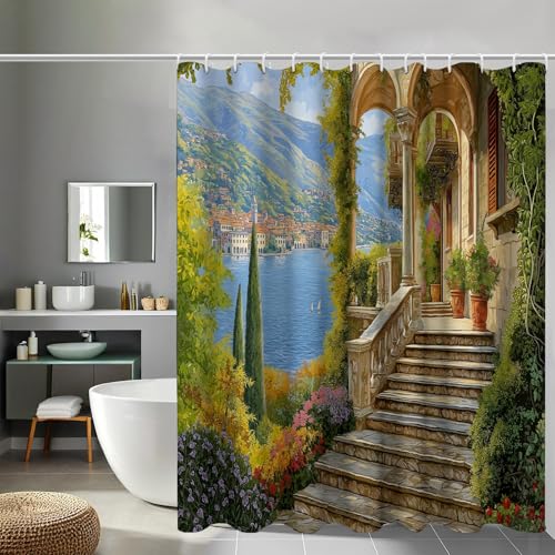 Rideau de douche paysage vintage pour sublimer votre baignoire 240x200cm lavable - 2
