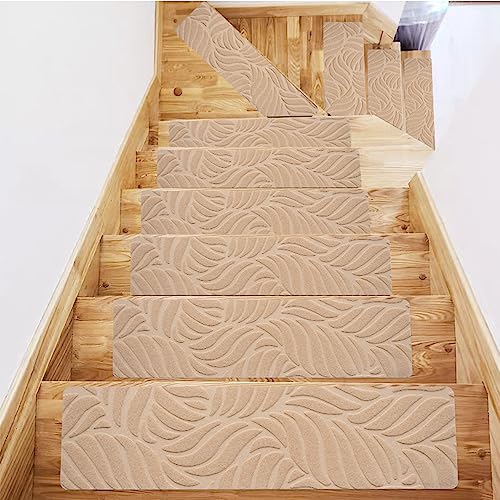 Hearda Tapis Escalier, Antidérapant Tapis Escalier Marche, Muet Moquette Escalier Couvre Marche Escalier Tapis d'Escalier Autocollants Carpette pour Enfants,...