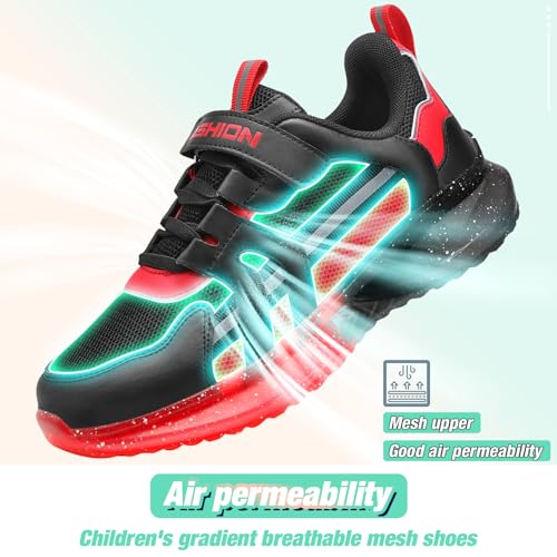 WETIKE Boys Shoes Boys'Sneakers Size 5 Kids Shoes Girl's Running Shoes for Kids Tennis Shoes Non-Slip Sneakers(B-Red)