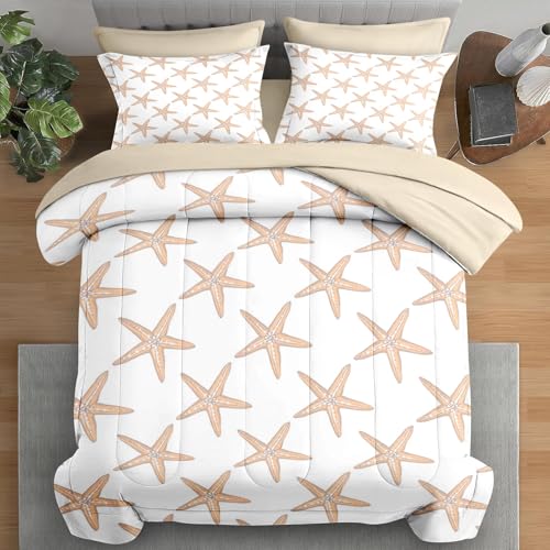 Pamnest Comforter Set Queen Size, Boho Sea Shells 7 Pcs