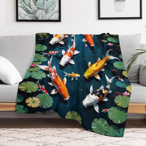 Manta de forro polar de franela Koi de 130x180 cm suave y cálida para sofá y cama 3