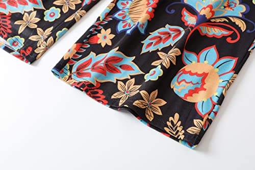 Image of Vozanet Women's V Neck Sexy Pajamas Capri Sets Mexican Style Floral Sleepwear 2PCS Totem Casual Nighty Plus Size M to 5XL
