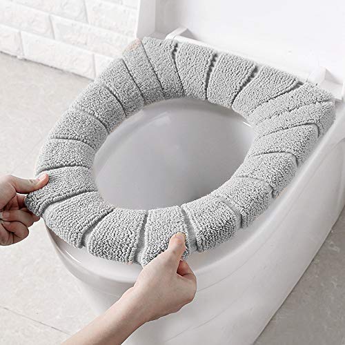 Lovesole 便座カバー 厚手 トイレカバー トイレ用品 ソフト ふわふわ トマット便器マット 伸縮性 抗菌 防臭 洗える U型便座 O型便座 V型便座 通用型 トイレシートカバー (グレー)