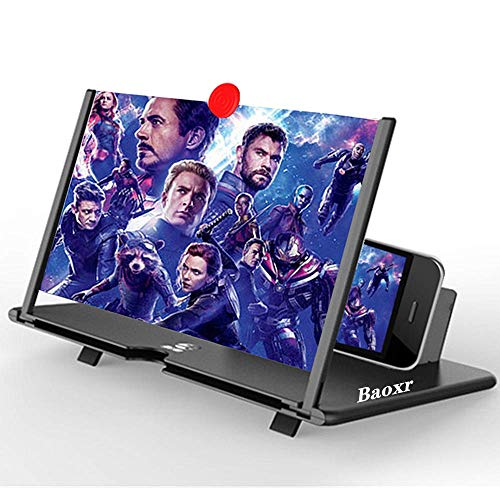 3D Screen Magnifier Amplifier, HD Amplifier Projector for Movies, Videos and Games. Foldable Phone Stand with Screen Amplifier for All Smartphones (Black)