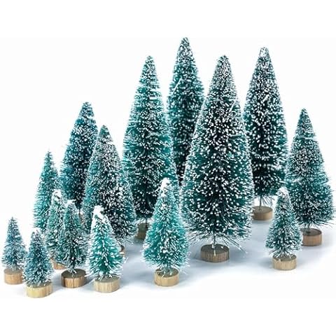 LOVEINUSA 40Pcs Bottle Brush Trees Christmas Table Decorations, Mini Christmas Trees in 5 Sizes for DIY Table Decor and Dioramas Cover
