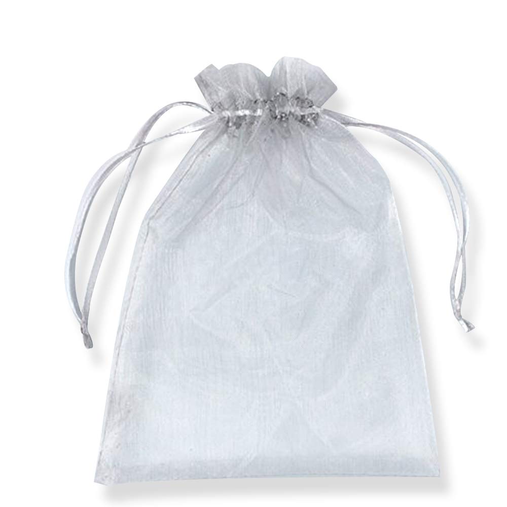PLECUPE 100 Pcs Organza Bags, Large 9x12 cm Wedding Favours Bags with Drawstring for Wedding, Christmas, Birthday, Anniversary, Baptism - Gray — image 1