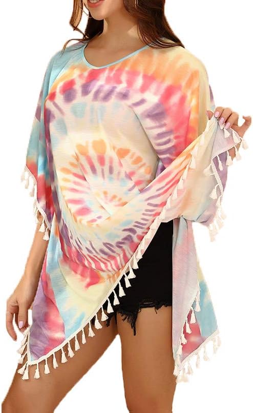 LEOWISE Women's Tie Dye Swimsuit Cover Ups Bikini Beach Bathing Suit Coverups