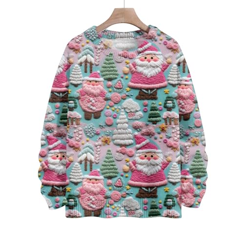 Ugly Christmas Sweater Women Funny Pattern Cute Xmas Holiday Sweaters Oversized Crewneck Knit Pullover Tops4